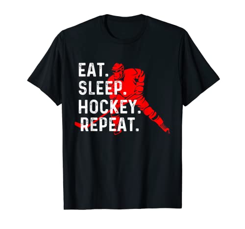 Eat Sleep Hockey Repeat Lustiges Ice Hockey Spieler Geschenk T-Shirt