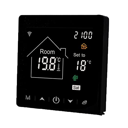 Beok WiFi Thermostat für Wasser-Fußbodenheizung, Programmierbare Raumthermostate,Kompatibel mit Tuya Smart/Alexa/Google Home, TR9HB-WIFI-WP Schwarz
