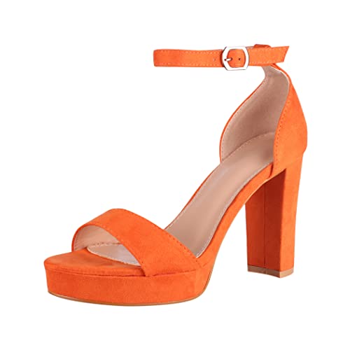 Elara Damen Pumps High Heels Chunkyrayan 6950-GL Orange-39