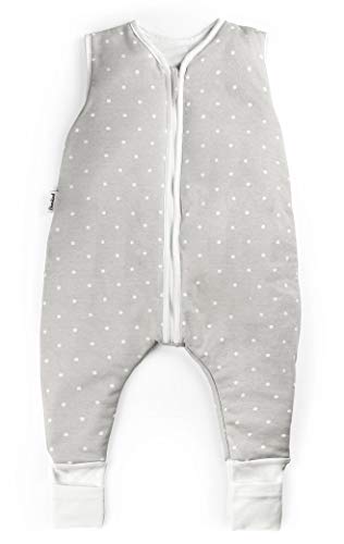 Ehrenkind® Baby Sommerschlafsack mit Beinen | Bio-Baumwolle | Sommer Schlafsack Baby Gr. 80 Farbe Grau mit weißen Punkten