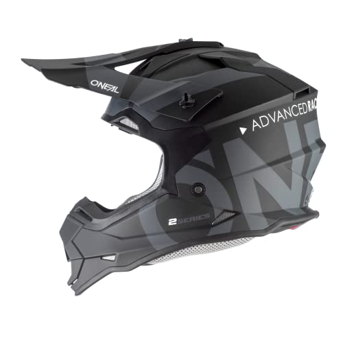O'NEAL | Motocross-Helm | MX Enduro | ABS-Schale, Sicherheitsnorm ECE 22.05, Lüftungsöffnungen für optimale Belüftung & Kühlung | 2SRS Helmet Slick | Erwachsene | Schwarz Grau | Größe M