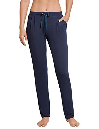 Schiesser Damen Mix & Relax Jerseyhose lang Schlafanzughose, Blau (Nachtblau 804), 42