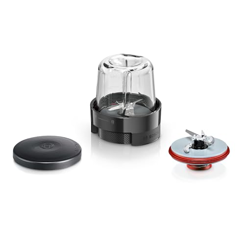 Bosch Zubehör MUZS68CG, Universalzerkleinerer Set, Zerkleinern von Eiswürfeln, Kaffeebohnen, zum Hacken von Gemüse, Obst, Fleisch, für Küchenmaschine Serie 6, Serie 8, schwarz/edelstahl