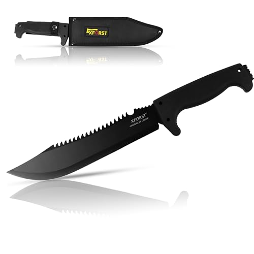 Xforst Rambo Messer CRB - großes Jagdmesser Hochwertiges Outdoor Survival Messer 39,5 cm Gesamtlänge, Kunststoffgriff und Aufbewahrungsscheide aus Oxford-Stoff