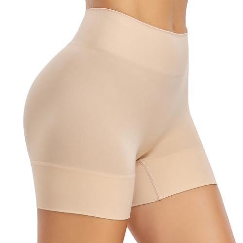 SIMIYA Radlerhose Damen Kurz Unterhosen Unter Kleid Shorts High Waist Kurze Hose Nahtlose Hotpants Sommer Boxershorts Slip Shorts,Beige,M