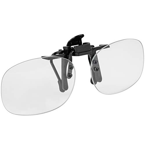 Clip Vorsetzbrille | +2,5 Vergrößerung | Vergrößerungsbrille | Lesebrille | Arbeitsbrille | Modellbau | Lupe | inkl. Etui
