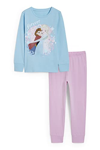 C&A Kinder Mädchen Pyjamas Pyjama Regular Fit Bedruckt|Unifarben Die Eiskönigin 2 hellblau 110