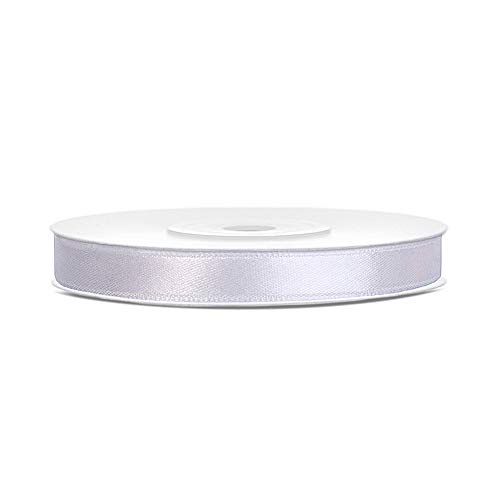 DaLoKu Satinband 6/12/25/38/50/100mm x 25m Geschenkband Schleifenband, Größe: 6mm x 25m, Farbe: Weiß