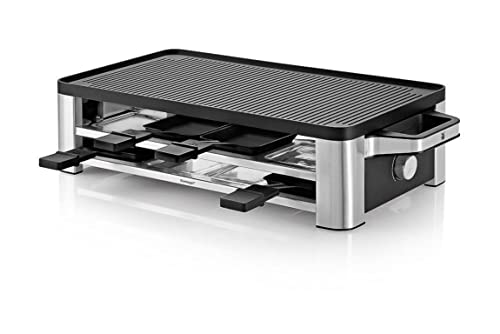 WMF Lono Raclette Grill mit Pfännchen und Schiebern, Raclette 8 Personen, 15 W, edelstahl matt