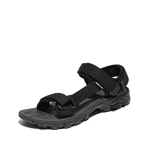 NORTIV 8 Herren Sommersandalen für Wandern Sport Outdoor Sandalen lässige Sommer Strandsandalen,Size 42,Alles Schwarz,LANGDO-2-E