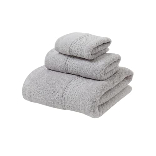 3-Teiliges Handtuch-Set aus Baumwoll-Badetuch-Set Enthält 1 x Badetuch, 1 x Handtuch, 1 x Quadratisches Handtuch, Superweich, Ultra-Saugfähig(Grau)