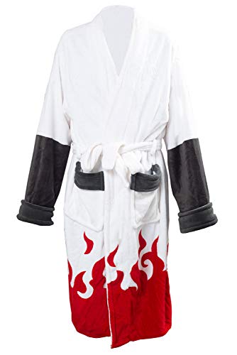 Generic Herren Namikaze Minato Akatsuki Kimono Bademantel Robe Winter Casual Bequemer Stehkragen Schal SPA Pyjama Weiß