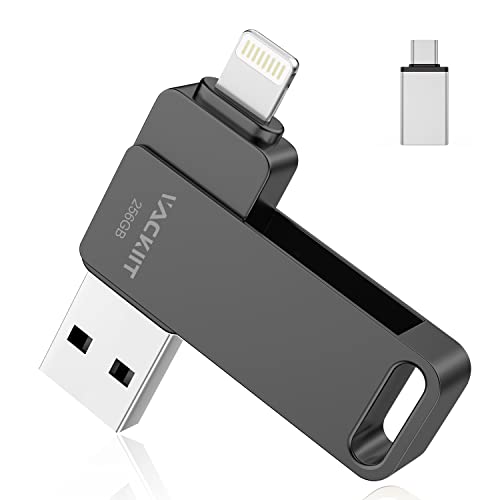 USB Stick für iPhone 256GB Apple Zertifizierter Lightning,Vackiit USB C Stick USB 3.0 Foto Stick,Speichererweiterung für iPad,iOS,OTG Android Handy,PC