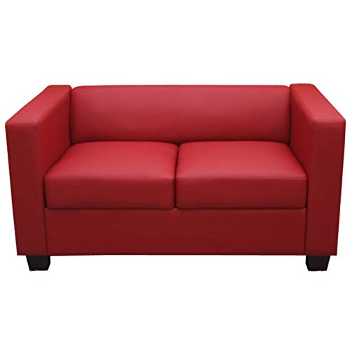 Mendler 2er Sofa Couch Loungesofa Lille - Leder, rot