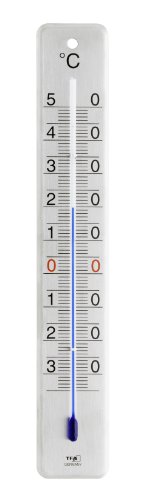 TFA Dostmann Analoges Innen-Außen-Thermometer, Edelstahl gebürstet, L45 x B9 x H280 mm