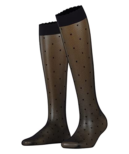 FALKE Damen Kniestrümpfe Dot, Fein 15 DEN, 1 Paar, Schwarz (Black 3009), 39-42