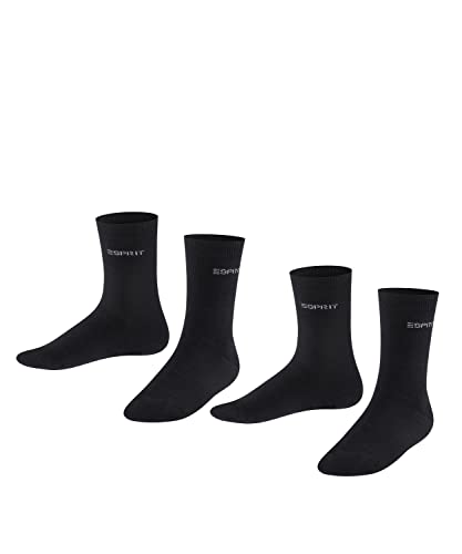 ESPRIT Unisex Kinder Socken Foot Logo 2-Pack, Biologische Baumwolle, 2 Paar, Schwarz (Black 3000), 35-38