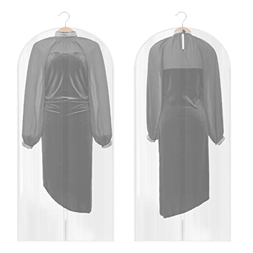 Brautkleidhülle, 2 Stück Atmungsaktiver Kleidersack Kleidersack Schutzhülle Schutzhülle für Brautkleider Kleiderhülle, Abdeckung mit Reißverschluss für Brautkleider Abendkleider 60 x 140cm
