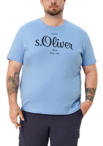 s.Oliver Herren Jerseyshirt mit Label-Print Light Blue 4XL