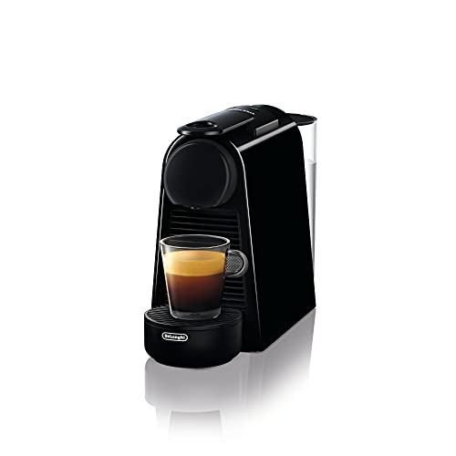 Nespresso De'Longhi EN 85.B Essenza Mini Kaffeekapselmaschine, Welcome Set mit Kapseln in unterschiedlichen Geschmacksrichtungen 19 bar Pumpendruck,Platzsparend,1370W,0.6 L,32.5 x 11 x 20.5 cm,Schwarz