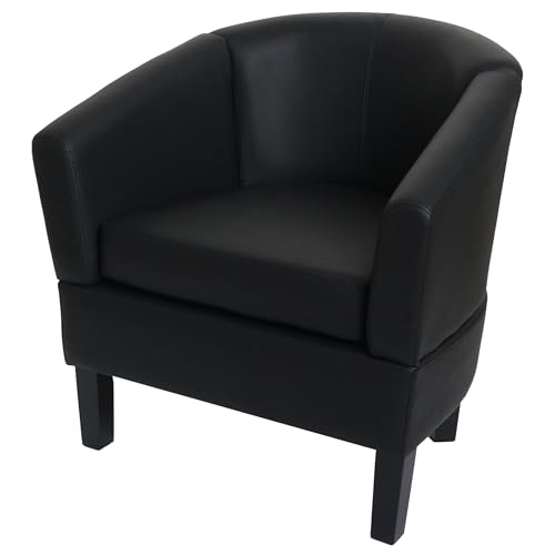 Mendler Lounge-Sessel HWC-O17, Sessel Clubsessel Cocktailsessel, FSC®-Zertifiziert Kunstleder - schwarz