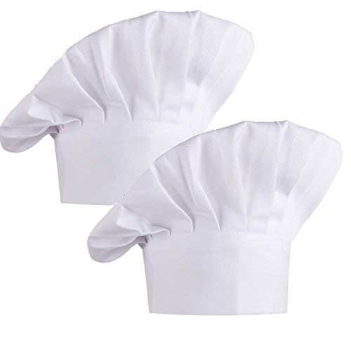 Kbnian 2 Stück Kochmütze Unisex Elastische Koch Hut für Küche, Hotel, Restaurant, Küchenparty, Weinachten, Schule, Bar, Café (Weiß)