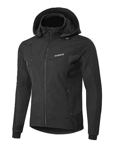 INBIKE Softshelljacke Herren Winter Softshell Jacke Übergangsjacke Wasserdicht Atmungsaktiv Wanderjacke Fahrradjacke Jungen Damen für MTB Fahrrad Wandern Bergsteigen Outdoor Schwarz L