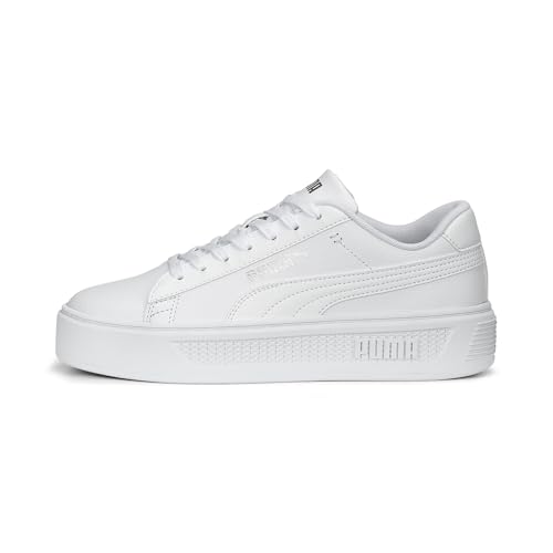 PUMA Damen Smash Platform V3 Sneaker, White Silver, 38 EU
