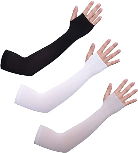 tao pipe 3 Paare Ärmlinge, UV-Schutz Sonnenschutz Arm Sleeves für Outdoor Aktivitäten für Männer Frauen Kinder Kühlung Arm Warmer Armstulpen(Bedeckt Hände und Arme)