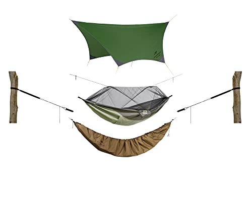 AMAZONAS Ultra-Light Winter Set - Hängematte + Aufhängung + Tarp + Underquilt-Poncho
