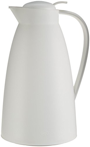 alfi Eco, Thermoskanne Kunststoff weiß 1,0 Liter, mit alfiDur Glaseinsatz, 0825.010.100, Isolierkanne hält 12 Stunden heiß, ideal als Kaffeekanne oder Teekanne, Kanne für 8 Tassen