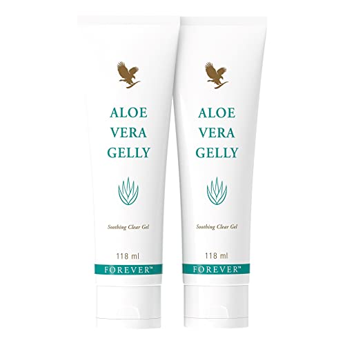 Forever Aloe Vera Gelly, 85% reines Aloe-Vera-Gel, After sun, kühlend, wohltuend, feuchtigkeitsspendend, zieht rückstandsfrei ein, pflegend, glutenfrei, dermatest-zertifiziert, Tube (2 x 118 ml)