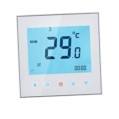 Kavolet Digital Thermostat, 5A 110-230 V Wöchentlich Programmierbares Raumthermostat LCD-Display Touchscreen Raumtemperaturregler Wasser Heizung Thermostat für Fußbodenheizung Wasserheizung