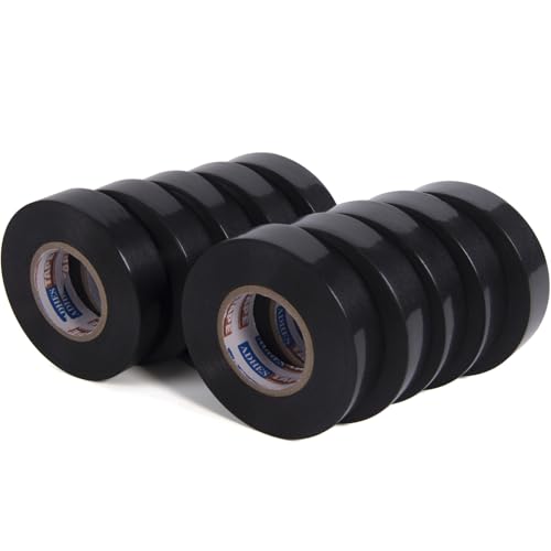 ADHES Schwarz Isolierbänder Elektriker Klebeband Iso tape 19 mm x 20 m,10 Rollen