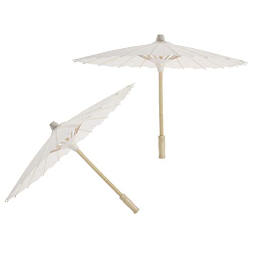 Amosfun 4 stücke weißes Papier Sonnenschirm Regenschirm chinesischen japanischen Papier Regenschirm (Durchmesser 30 cm, randoim regenschirmgriff Stil