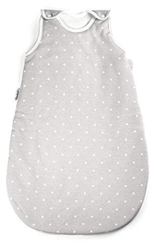 Ehrenkind® Baby Sommerschlafsack Rund | Bio-Baumwolle | Sommer Schlafsack Baby Gr. 74/80 Farbe Grau mit weißen Punkten