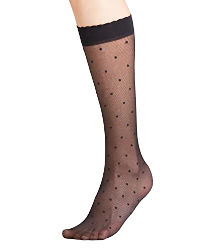 FALKE Damen Socken Dot, Fein Transparent 15 DEN, 1 Paar, Schwarz (Black 3009), 39-42