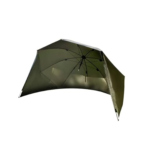 MaxxLounge 2in1 - Angelschirm & Shelter in einem | Inkl. Heringen, Abspannseilen, Tasche und Storm Pole | Brolly | Angel Schirm mit Windschutz | Schirm mit Seitenflügeln |