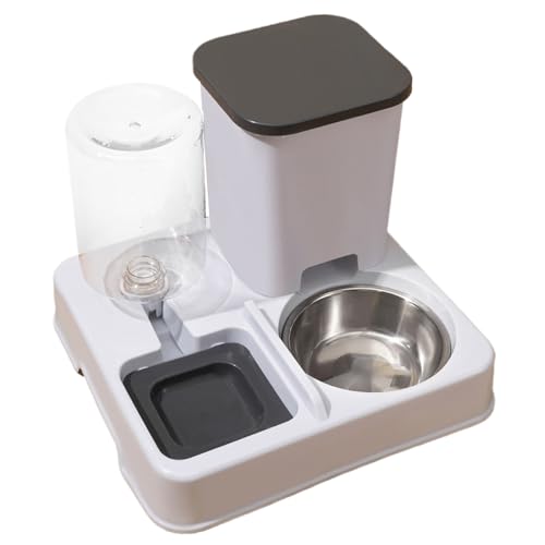 Bomefoi Automatischer 2-in-1 Futterautomat Katze, Futter- Und Tränke Für Tierfutter, rutschfeste Automatische Trinkflasche, Schwerkraft Futterstation Für Haustiere, Tragbare Futterautomaten
