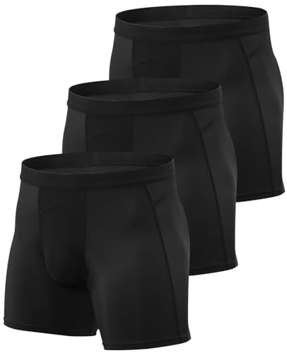 Niksa Herren Sport Boxershorts Funktionsunterwäsche Radlerhose kompressionsshorts Unterwäsche Radhosen Für Männer,3er Pack,Schwarz L