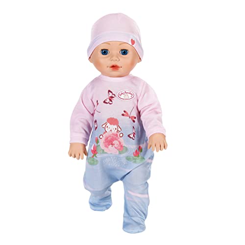 Zapf Creation 706688 Baby Annabell Lilly lernt laufen 43cm- Krabbel- und Lauflernpuppe mit Soundfunktion, rosa blauem Strampler und Mütze