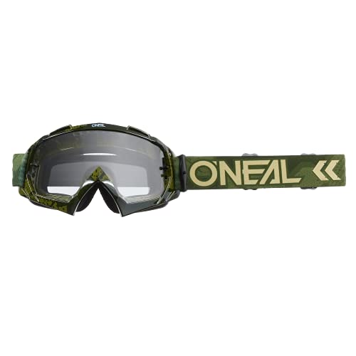 O'NEAL | Fahrrad- & Motocross-Brille | MX MTB DH FR Downhill Freeride | Hochwertige 1,2 mm-3D-Linse für ultimative Klarheit, UV-Schutz | B-10 Goggle Camo V.22 | Army Grün - klar | One Size