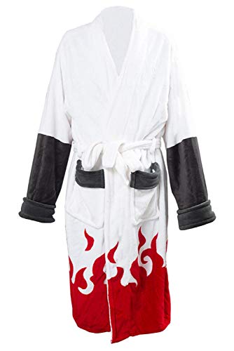 Karnestore Herren Namikaze Minato Akatsuki Kimono Bademantel Robe Fleece Winter Lounge Kragen Schal Pyjama Nachtwäsche