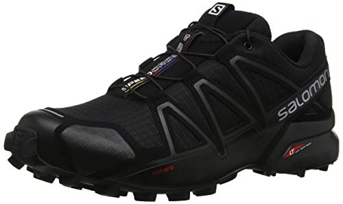 Salomon Speedcross 4 Herren Trailrunning-Schuhe, Aggressiver Grip, Präziser Fußhalt, Leichtgewichtiger Schutz, Black, 43 1/3