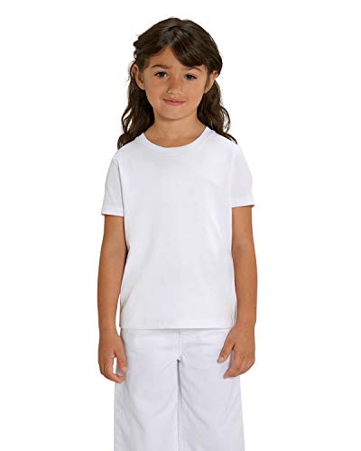 Hochwertiges Kinder T-Shirt aus 100% Bio-Baumwolle für Mädchen und Jungen. Eignet Sich hervorragend zum Bedrucken. (z.B.: mit Transfer-Folien/Textilfolien), Size:134/146, Color:White