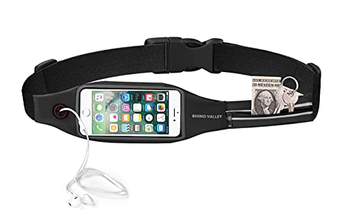 Rhino Valley Sport Jogging Gürtel Hüfttasche mit 2 Taschen für Geld Schlüssel Ausweise Lauftasche für iPhone 13 Mini/iPhone 13/iPhone 13 Pro iPhone 12/12 Pro,iPhone 11 Pro Max/X/Xr bis zu 6
