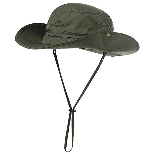 Comhats Outdoor Hut Herren Faltbarer Boonie Buschhut mit Kinnband UPF 50+ Unisex Armygrün 60CM(M/L)