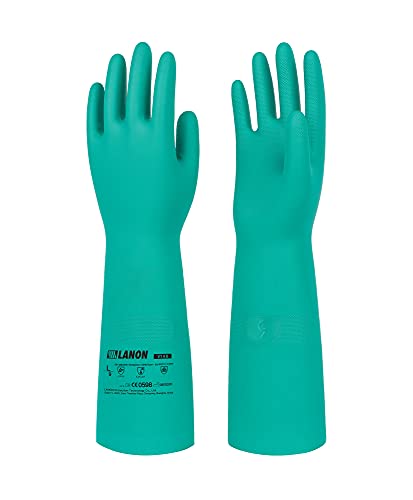 LANON 46cm Chemikalienschutzhandschuhe Lang, Schutzhandschuhe Chemikalien, Chemie Handschuhe Handschuhe Säurefest, EN 388/374, XL/10