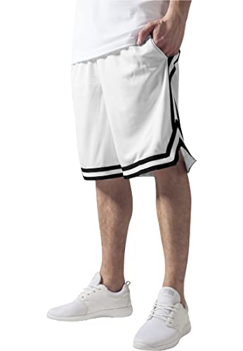 Urban Classics Herren Stripes Mesh Shorts, Mehrfarbig (whtblkwht 244), M