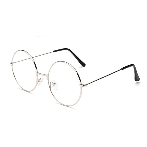 TRIXES Brille mit Rundgläsern in Silber - Beatles Retro Sechziger Jahre Stil Klarglas Gläser - Runde Brille als Kostümergänzung Cosplay Retro-Partys Geek Gläser Zubehör zum Anziehen - Klassische Vinta